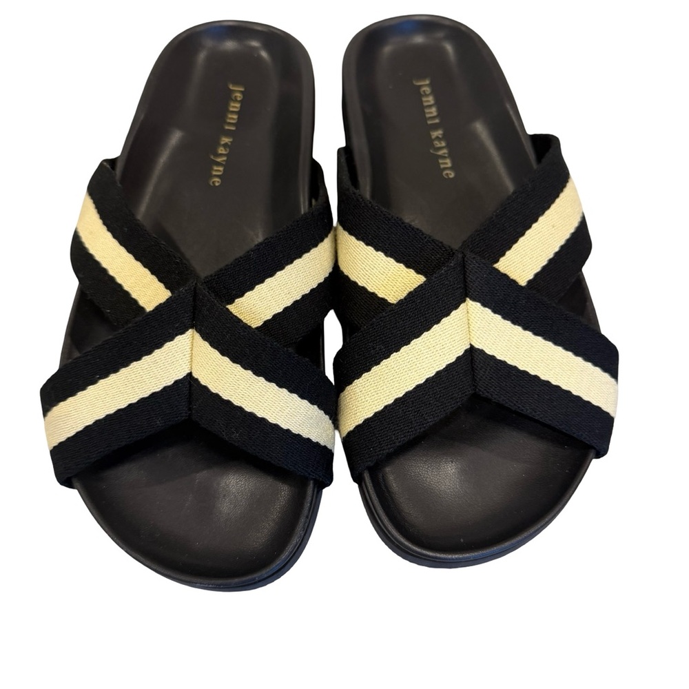 JENNI KAYNE Sandals - Cotton Crossover Sandal size 36 euro/6 US black and ivory